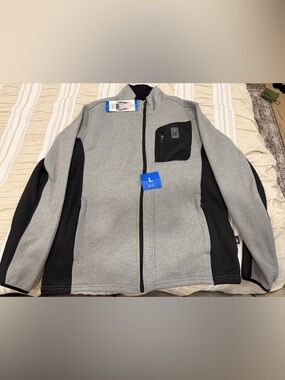 Spyder Men’s Zip Up Sweater Jacket NWT Gray Black, Size Large